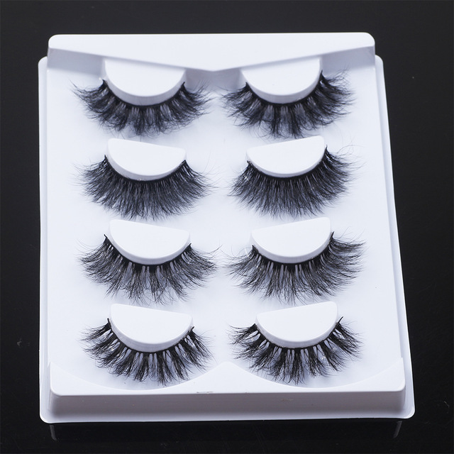 4Pair 3D Mink Eyelashes Fluffy Dramatic Eyelashes Makeup Wispy Mink Lashes Natural Long False Eyelashes Thick Fake Lashes
