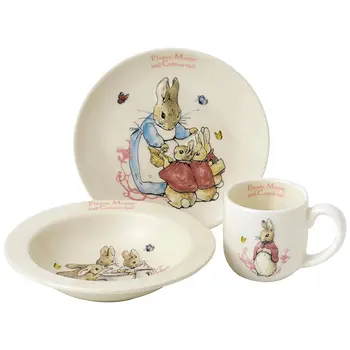 

Beatrix Potter Set Cup, dish and bowl, with image Flopsy, mopsy and tail d'Ovatta 30.0000 white tableware