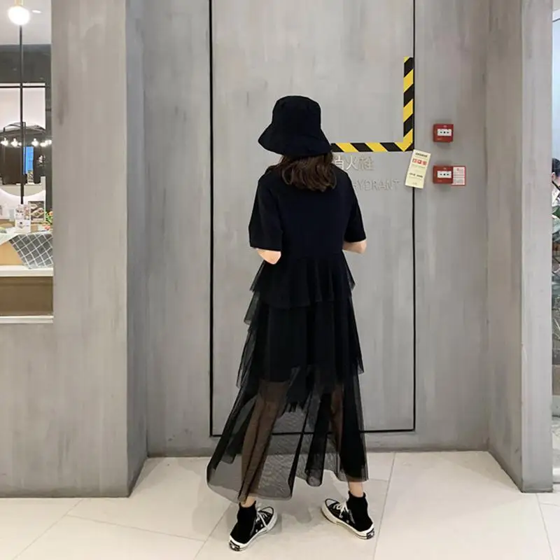 Yfashion летнее платье женские свободные хлопковые топы Лоскутные сетчатые Многослойные макси платья модные женские платья Femme vestidos mujer