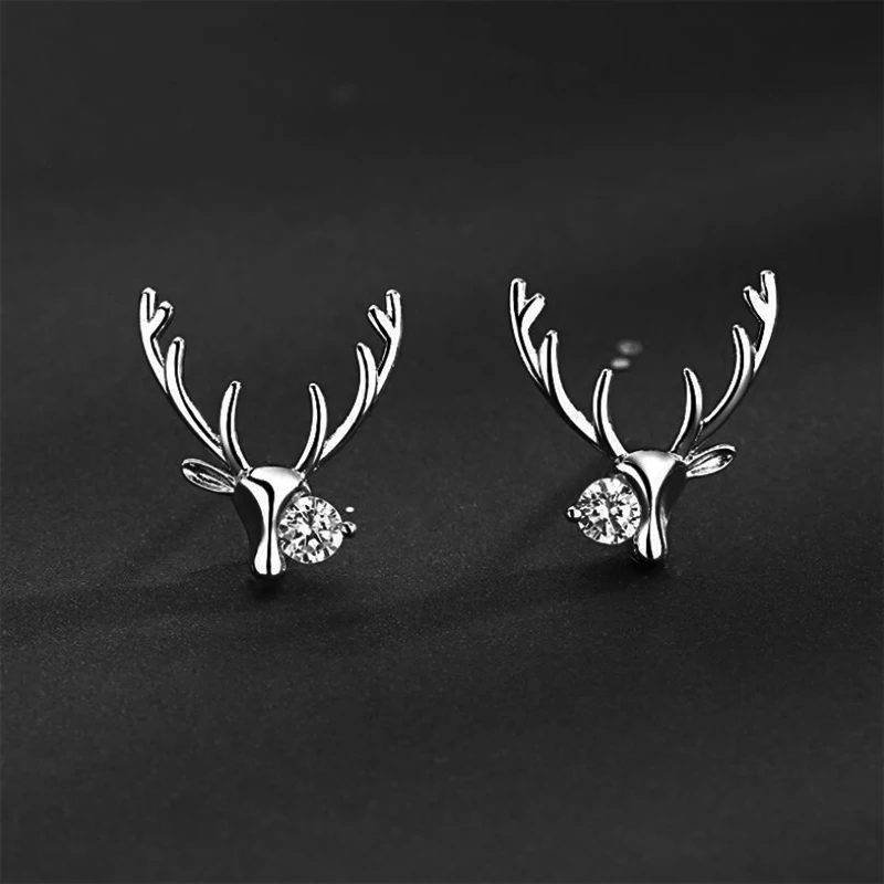 Hfarich Cute Zircon Deer Earrings for Women Animal Earring Studs Ear Jewelry For Kids New Year Gift Szpilki | Украшения и