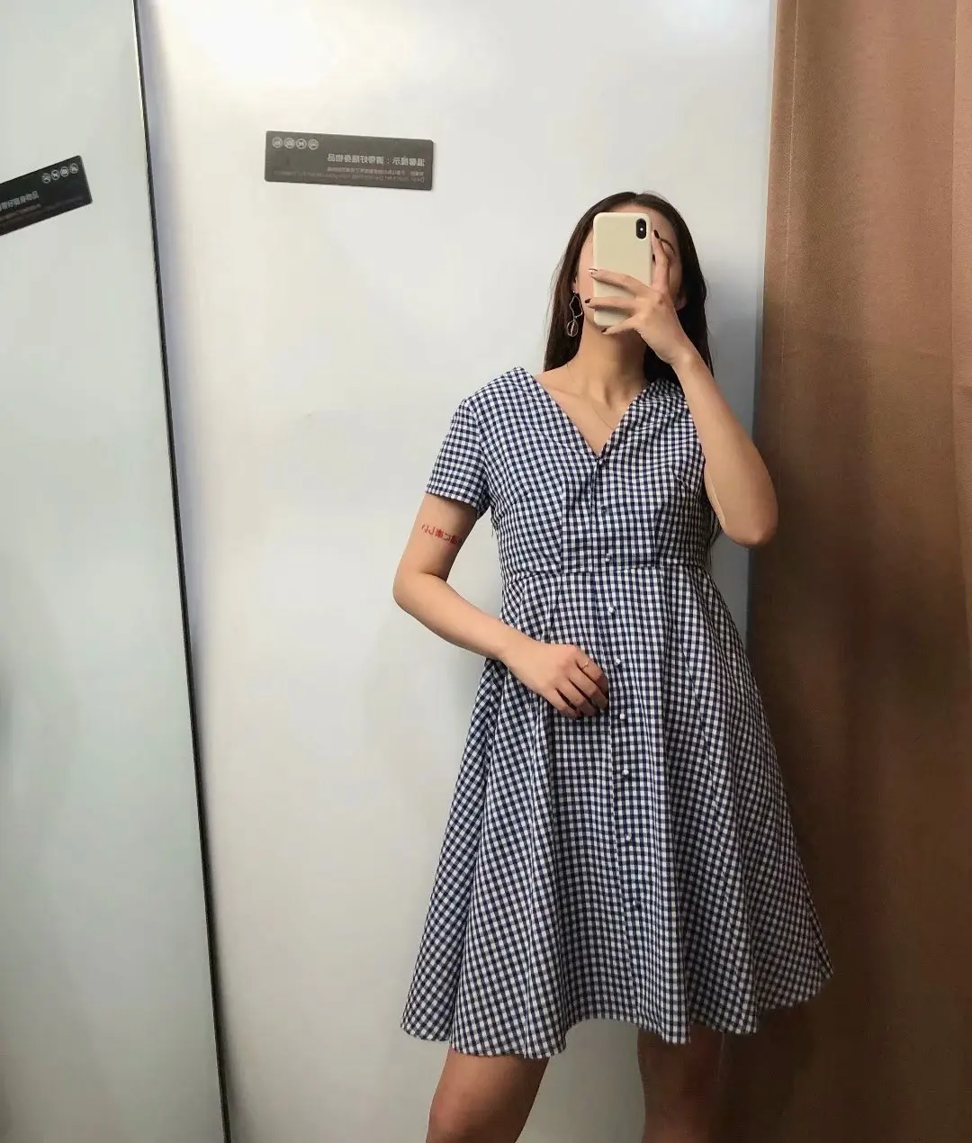 

Western Style 2019 Summer New Style WOMEN'S Dress Versitile Fashion Slim Fit Slimming Short Sleeve Mixed Colors Pattern V-neck D