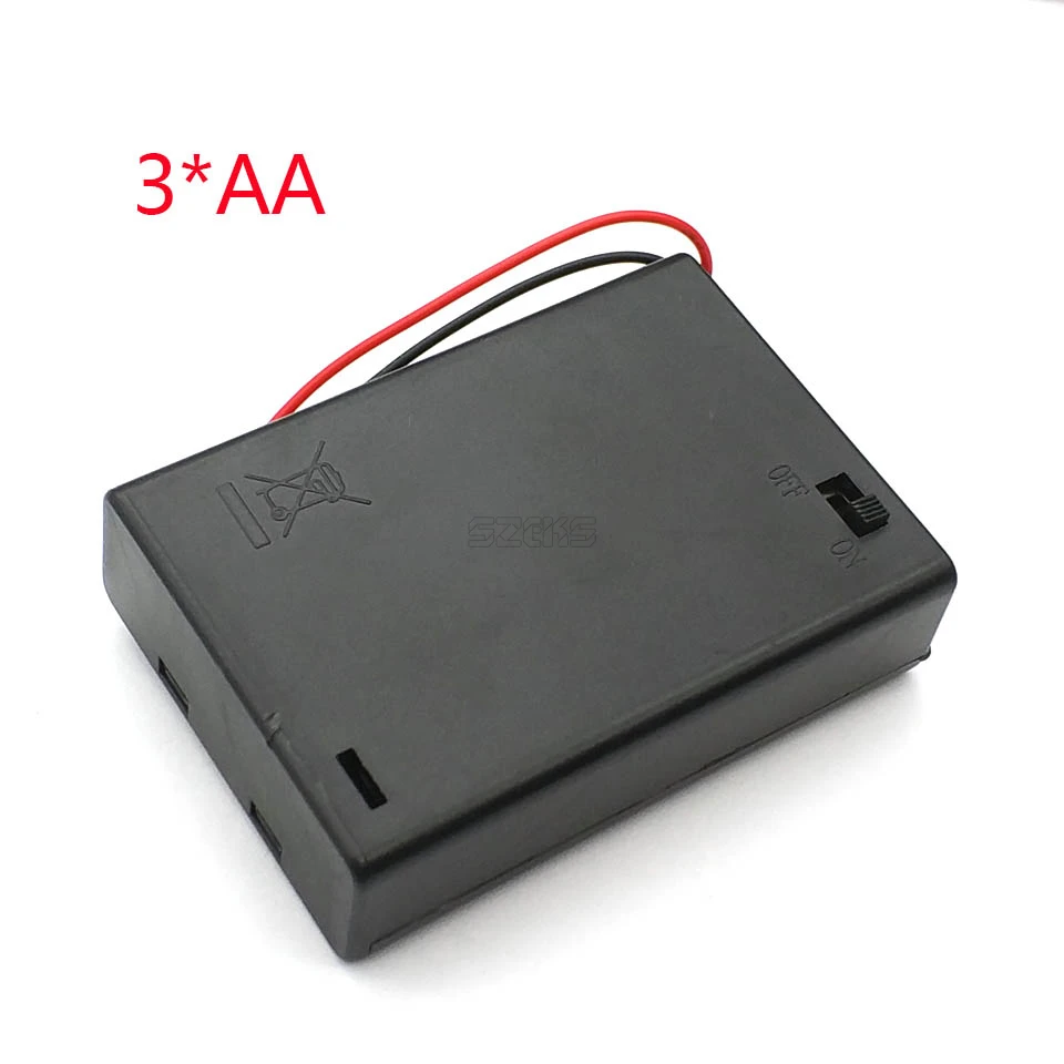 

3 AA Battery Holder Box Case With Switch New 3 AA Battery Holder Box Case With Switch 4.5V
