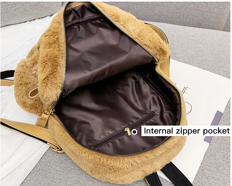 brandnew quality autumn cute rabbit ears plush cartoon backpack student casual backpack large capacity fashion shoulder bag