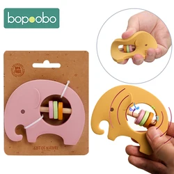 Bopoobo – anneau de dentition en Silicone, 5 pièces, éléphant, dessin animé, Animal sans BPA, collier de dentition, qualité alimentaire, bébé, jouets hochet à mâcher 