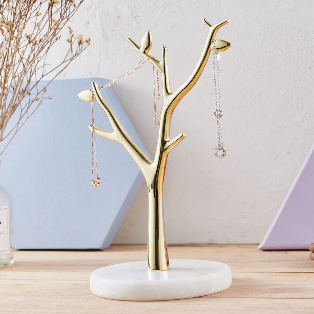 Golden Tree Jewelry Stand Display Earring Necklace Holder Organizer Rack Tower Storage Holders& Racks