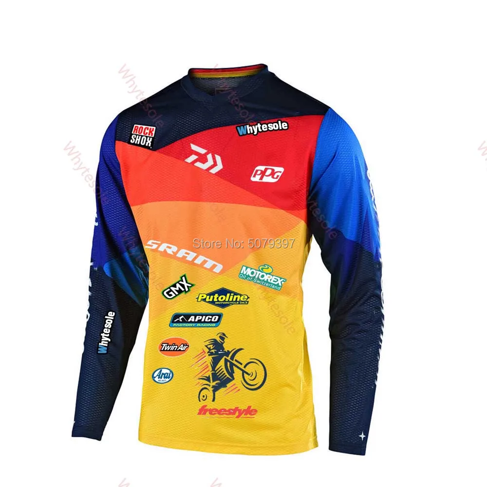 Горные MTb Джерси dh moto Джерси внедорожные длинные moto rcycle moto cross jersey MX spexcel велосипедные Джерси hombre bmx Tshit - Цвет: Красный
