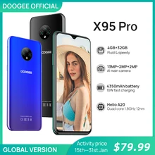 DOOGEE X95 Pro 4GB RAM + 32GB ROM Android10 OS 4G-LTE Helio A20 13MP Triple SmartPhones con cámara de teléfono móvil