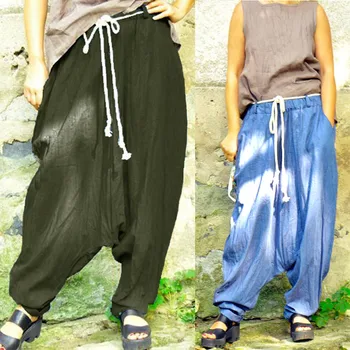 

Women Harem Pants ZANZEA Autumn Summer Plus Size Elastic Waist Drop Crotch Long Trousers Oversize Streetwear pantalon Femme 8