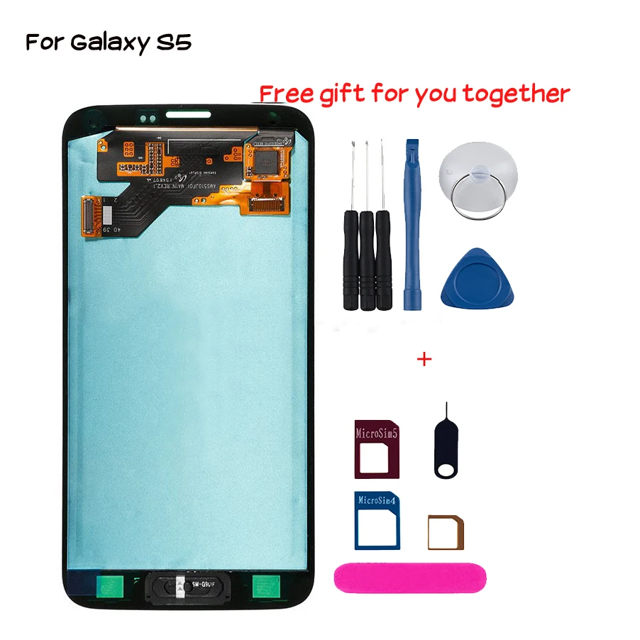Новый сенсорный экран для samsung galaxy S5 i9600 G900 G900M G900F сменный ЖК дисплей с
