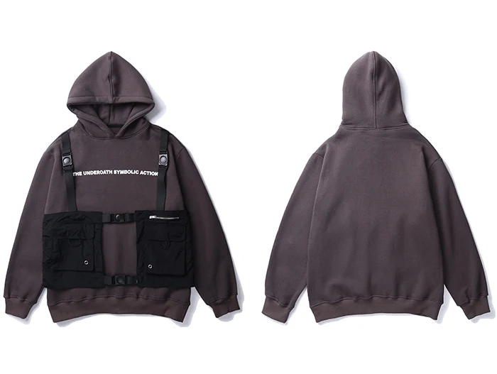 Aelfric Hip Hop Fake Two Pieces Letter Printed Women Hooded Sweatshirts Harajuku Casual Cotton Pullover Streetwear Hoodies