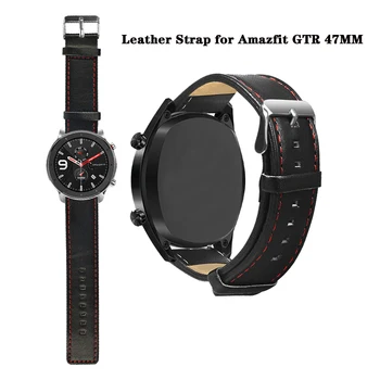 

Leather Watch Band Strap for Xiaomi Huami Amazfit GTR 47mm Replacement Band for Amazfit Pace/Stratos 3 Bracelet for Huawei GT 2