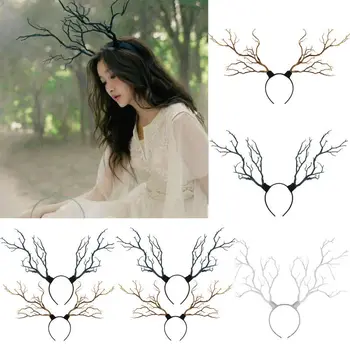 

NEW Headpiece Festival Deer Horn Headdress Long Antlers Tree Branches Horns Hat Hair Headband Cosplay Party Fancy Dress