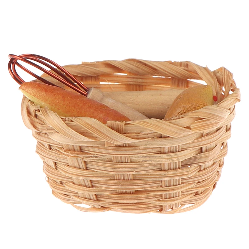 1:12 Dollhouse Miniature Food tool Bread Toast hot dog with Basket Dining Room Bakery Pastry Kitchen Decoration Pretend Play Toy
