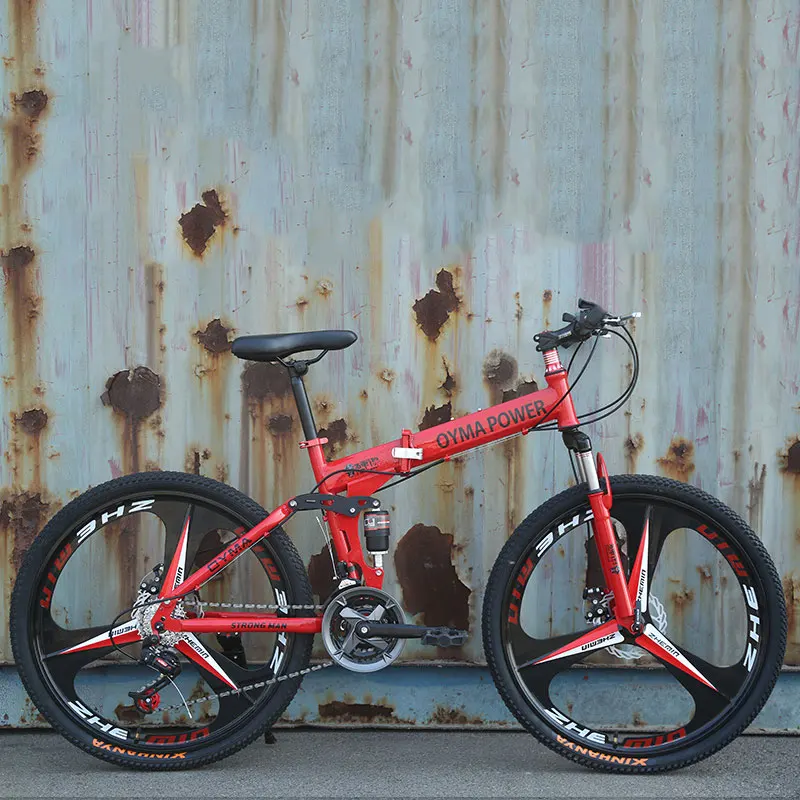 Mountain Bike 26 Inch Wheel Double Disc Brake Shock Absorption Folding Bicycle Adult Student Off Road