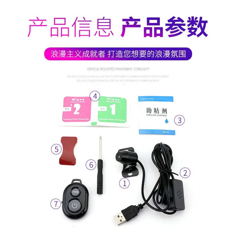 Usb автомобильный Звездный светильник неразрушительная установка проводка звездное небо топ с пультом дистанционного управления атмосферный светильник звездное небо светильник