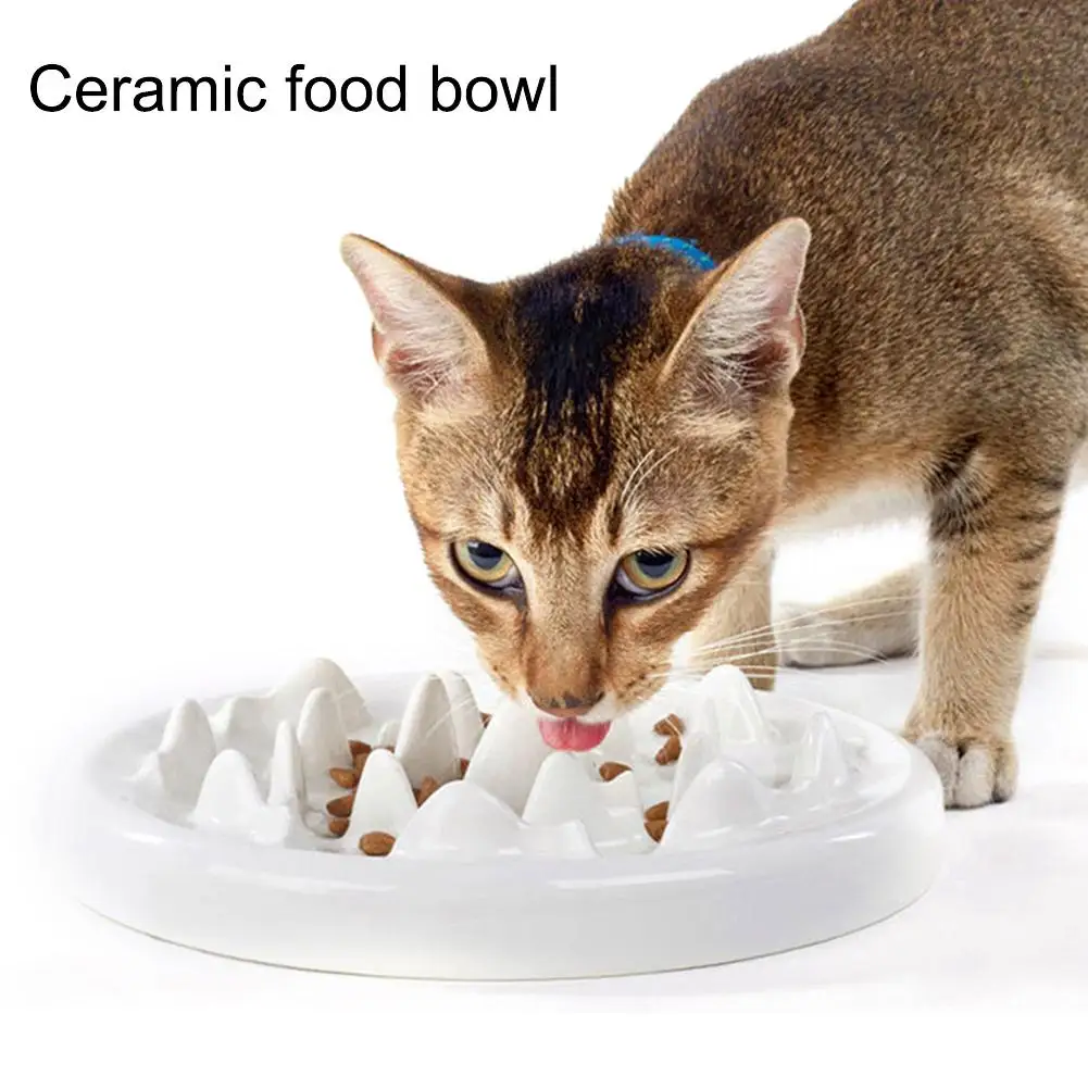 

Ceramic Pet Slow Feeder Anti-smashing Food Bowl Dog And Cat Cute Small Fish Bones Shape Bowls Puppy Kitten Feeding Pan