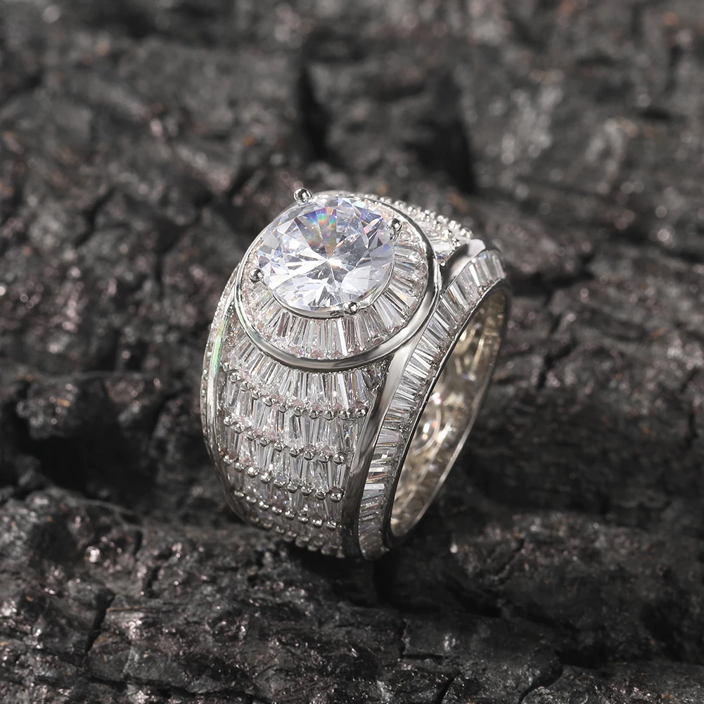 UWIN baguettecz Rings with Crystal AAA Iced Out Bling Cubic