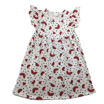 

quick sale kid girl summer pearl dress fruit watermelon printe cotton girl dress