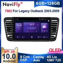 QLED – autoradio Android 10, 6 go/128 go, 4G LTE, Navigation GPS, lecteur multimédia vidéo, Carplay, pour voiture Subaru Outback 3, Legacy 4 (2004 – 2009)