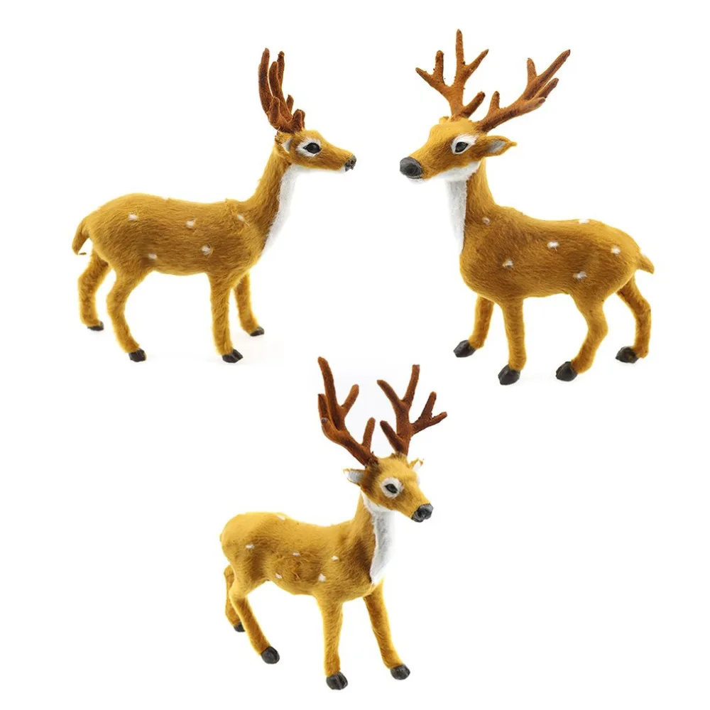 

1Pcs Mini Simulation Reindeer Christmas Ornament Plastic & Plush Christmas Decoration Kids Toy Deer Christmas Tree Decoration