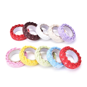 

9Colors Cotton Lace Fabric WhiteCrochet Lace Roll RibbonKnit Adhesive Tape Sticker Decorative Tape