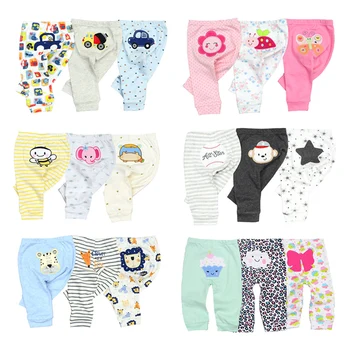 3 pezzi pantaloni con stampa neonato 100% cotone pantaloni per neonato 0-24 mesi pantaloni per bambina tinta unita morbida quattro stagioni Bebes 1