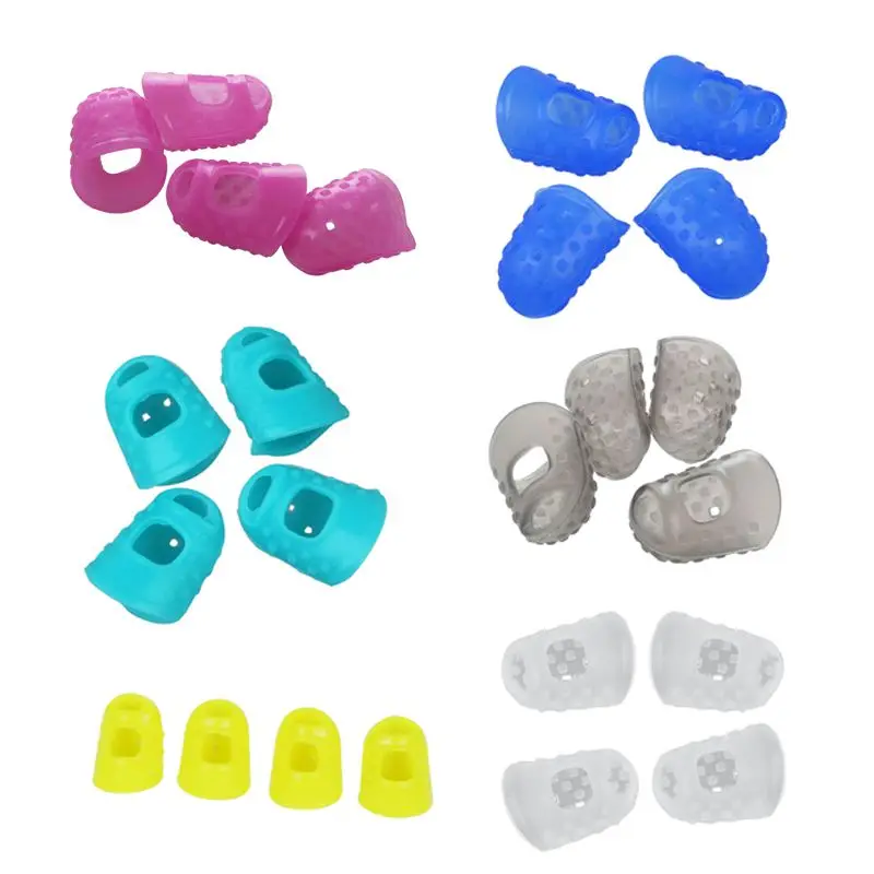 4Pcs New Soft Silicone Guitar Thumb Finger Picks Protector Fingertips (Light Blue L) | Спорт и развлечения