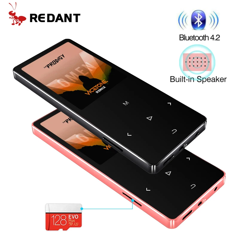 Redant Bluetooth Mp3 Player With Speaker 1.8 Screen Touch Keys Hifi Fm