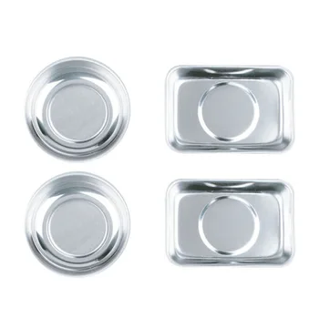 

4 Pcs Magnet Tray Magnetic Parts Holder Dish Organizer Stainless Steel Tool Stainless Steel Construction Resists Rust