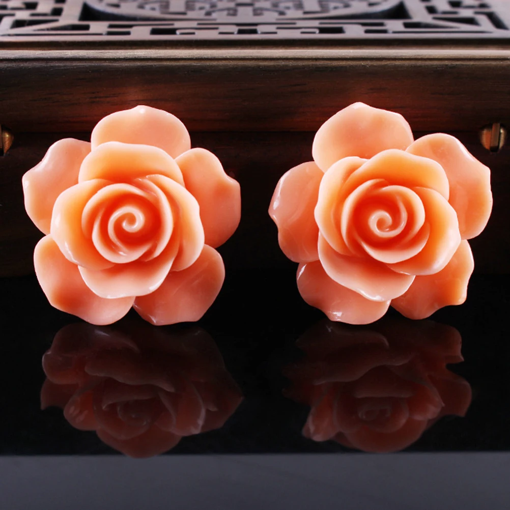 50pcs Resin Flower Beads Rose Flatback DIY Embellishment Cabochons for Jewelry Making Craft Scrapbooking