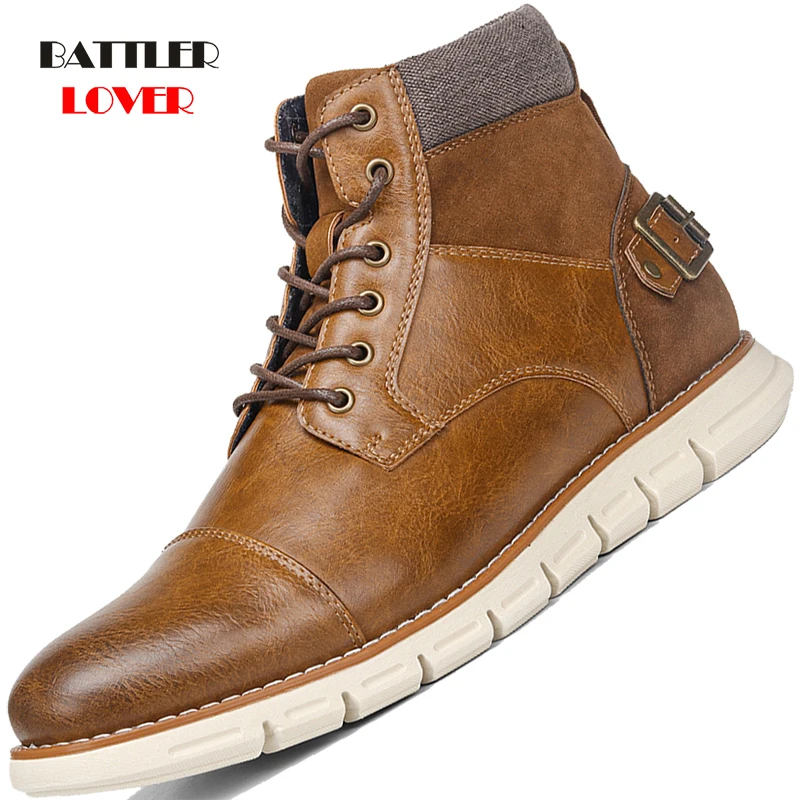 New Winter Shoes Genuine Leather Boot for Men Pointed Toe Martin Boots Male Fashion Riding Outdoor Autumn Warm Footwear