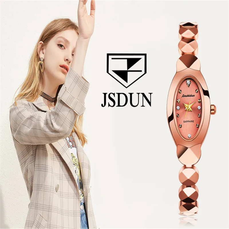 

JSDUN Women Watch Simple Tungsten steel ultra-thin Quartz Movement Fashion Ceramic Waterproof Mini Luxurious Watch For Women