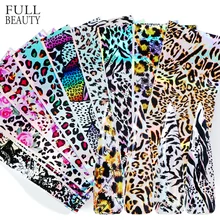 10 шт. Смешанные Лазерные леопардовые Фольга для ногтей Переводные блестящие Слайдеры для ногтей DIY Временные татуировки гвоздь Искусство Декор Маникюр обертывание CH2001