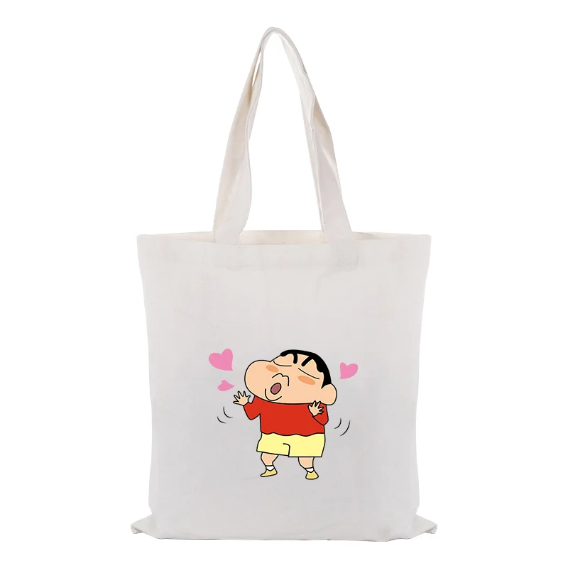 Crayon Shin-chan Холщовая Сумка для ежедневного использования текста DIY пользовательский принт логотип сумка для покупок эко многоразовая утилизация