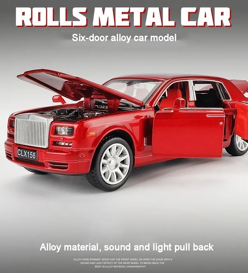 1/32 Rolls Royce Phantom черный корпус из литого сплава звук и светильник обратно на шесть дверей блестящая детская роскошная модель игрушечного автомобиля