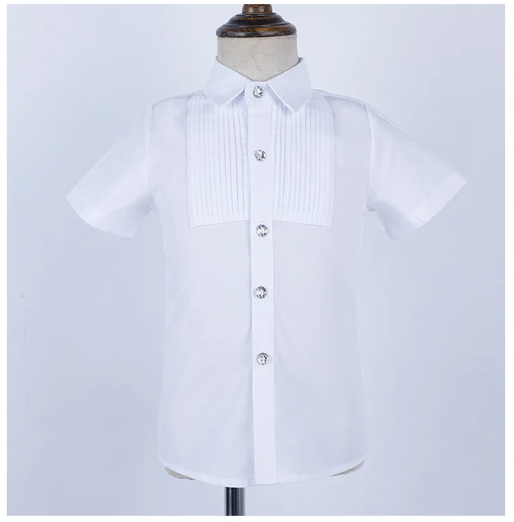 19102 short sleeve Новая весенняя рубашка с длинными рукавами для больших мальчиков, белая рубашка из хлопка модная одежда для мальчиков-подростков рубашки для маленьких мальчиков Одежда для детей возрастом от 2 до 16 лет - Цвет: 19102 short sleeve