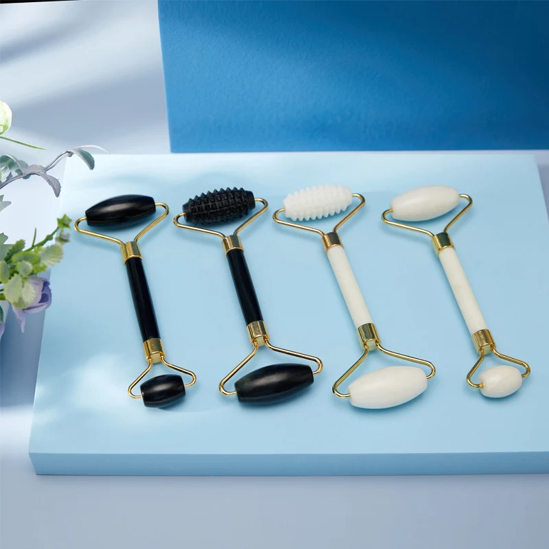New Jade Roller Massager Gouache Scraper for Face Facial Skin Care Tools Natural Body Back Beauty Lifting Massagers Rollers Set