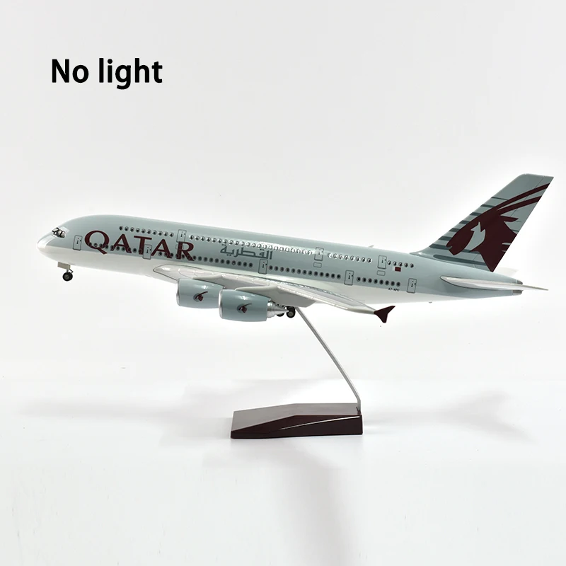 JASON TUTU 46cm Qatar Airbus 380 Plane Model Airplane Model Aircraft Model 1/160 Scale Diecast Resin Airplanes Planes W Light 8