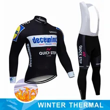 Quick Step Deceuninck-Conjunto de Ropa de Ciclismo para hombre, Jersey de manga larga, pantalones de Ciclismo, forro polar térmico, invierno, 2021