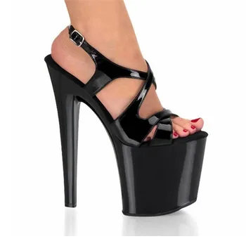 

BBZAI New pattern Superior quality Super high heel ladies shoes 20CM Thin Heels Sandals Model shoes Waterproof 10CM 34-45 46