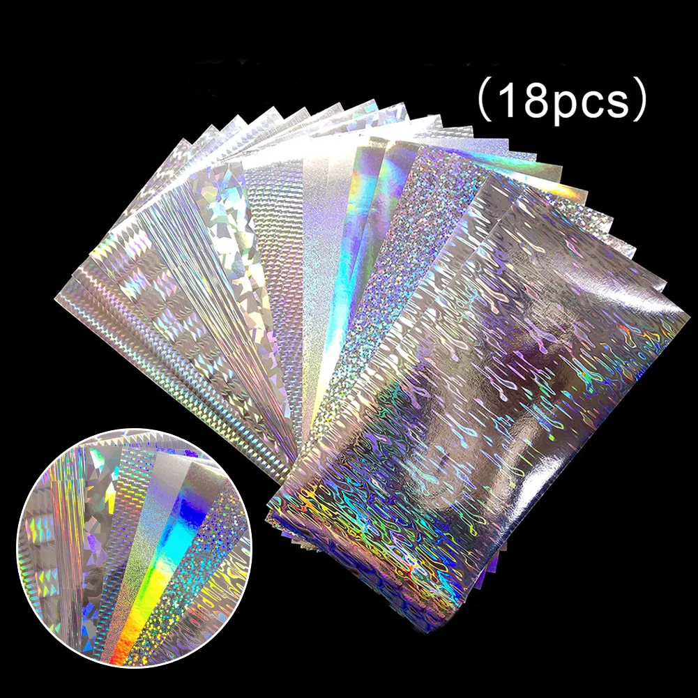 

18pcs Fish Scale Lure Sticker 20x10cm Flasher Dodger Lure Reflective Holographic Fishing Lure Tape Silver Laser DIY Fish Skin