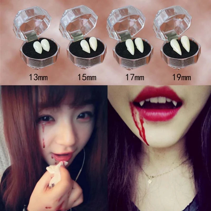 1Pair Adult Kids Halloween Party Costume Horrific Dress Vampire False Fangs Dentures Cosplay Photo Props Favors DIY Decorations