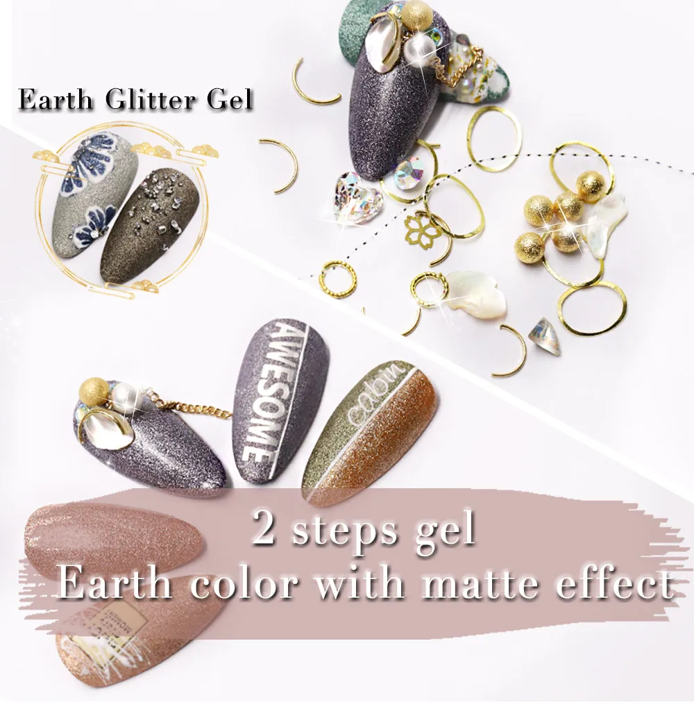 3pcs ibdgel Earth Glitter Gel Polish 2 Steps UV Led Nail Polish Gel Varnish 15ml Manicure Semi Permanent Nail Art No Need Top