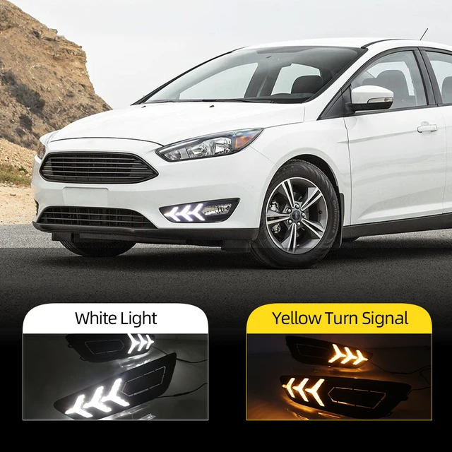 Car Flashing 2pcs Led Drl Daytime Running Lights Daylight Fog Lamp With  Yellow Turn Signal For Ford Focus 4 2015 2016 2017 2018 - Daytime Running  Lights - AliExpress