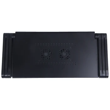 

360 degree Folding Adjustable Laptop Computer Notebook Glossy Table Stand Bed Lap Sofa Desk Tray & Fan (Black)