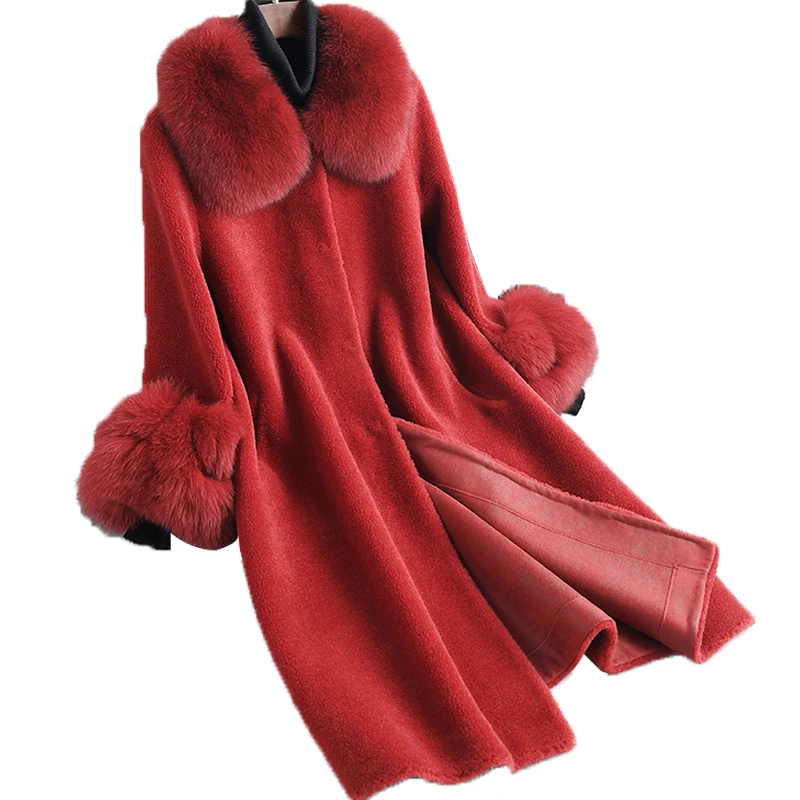 2020 Fashion Women's High Quality 100% Fur Sheep Shearing Coat Soft Wool Female Jacket Mujeres Abrigos Zjt430 | Женская одежда