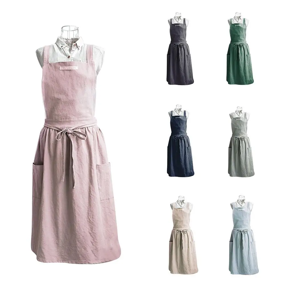 

Florist Apron Nordic Style Cotton Korean Style Pleated Apron With Pockets For Gardening Coffee Shop Kitchen Aprons Cooking Apron