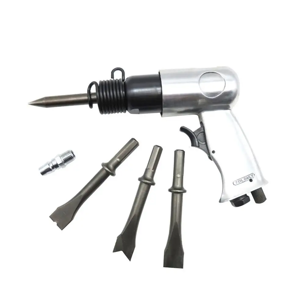 

120mm Professional Air Hammer Handheld Pistol Gas Shovels Small Rust Remover Pneumatic Tools with 4 Chisels Set
