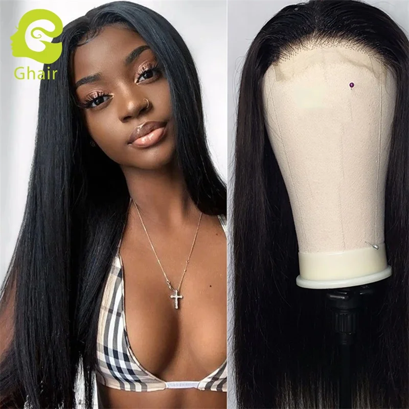 Ghair человеческие волосы парики прямые 5*5 HD кружевной парик предварительно