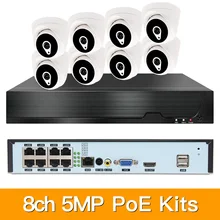 8ch 5MP POE комплекты H.265 система видеонаблюдения PoE NVR домашняя купольная IP камера сигнализация видеонаблюдения Видео P2P P6Spro